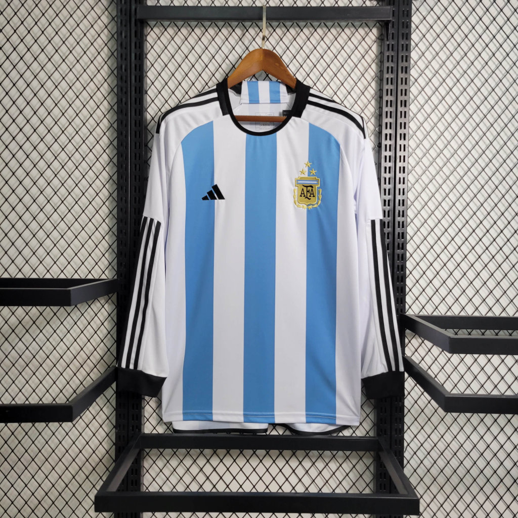 Argentina 3 Stars 22-23 Home Long Sleeve Jersey - Fans Version